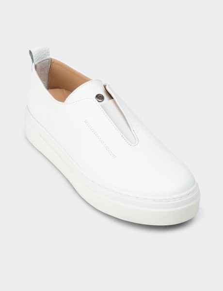 Kadın Hakiki Deri Beyaz Sneaker Ayakkabı