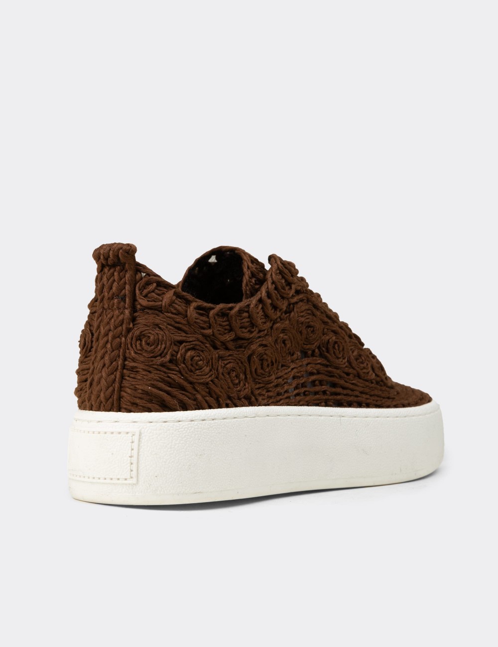 Kadın Kahverengi Örgülü Sneaker Ayakkabı - K0046ZKHVM01