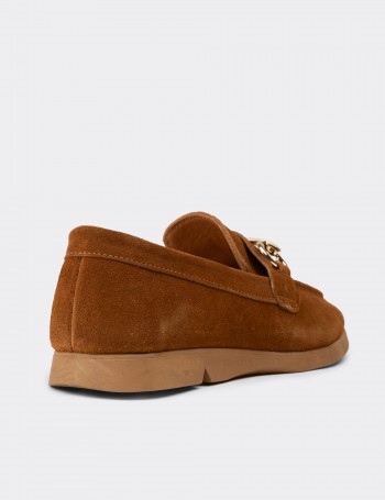 Kadın Hakiki Süet Taba Rengi Toka Detaylı Loafer - K5300ZTBAC01