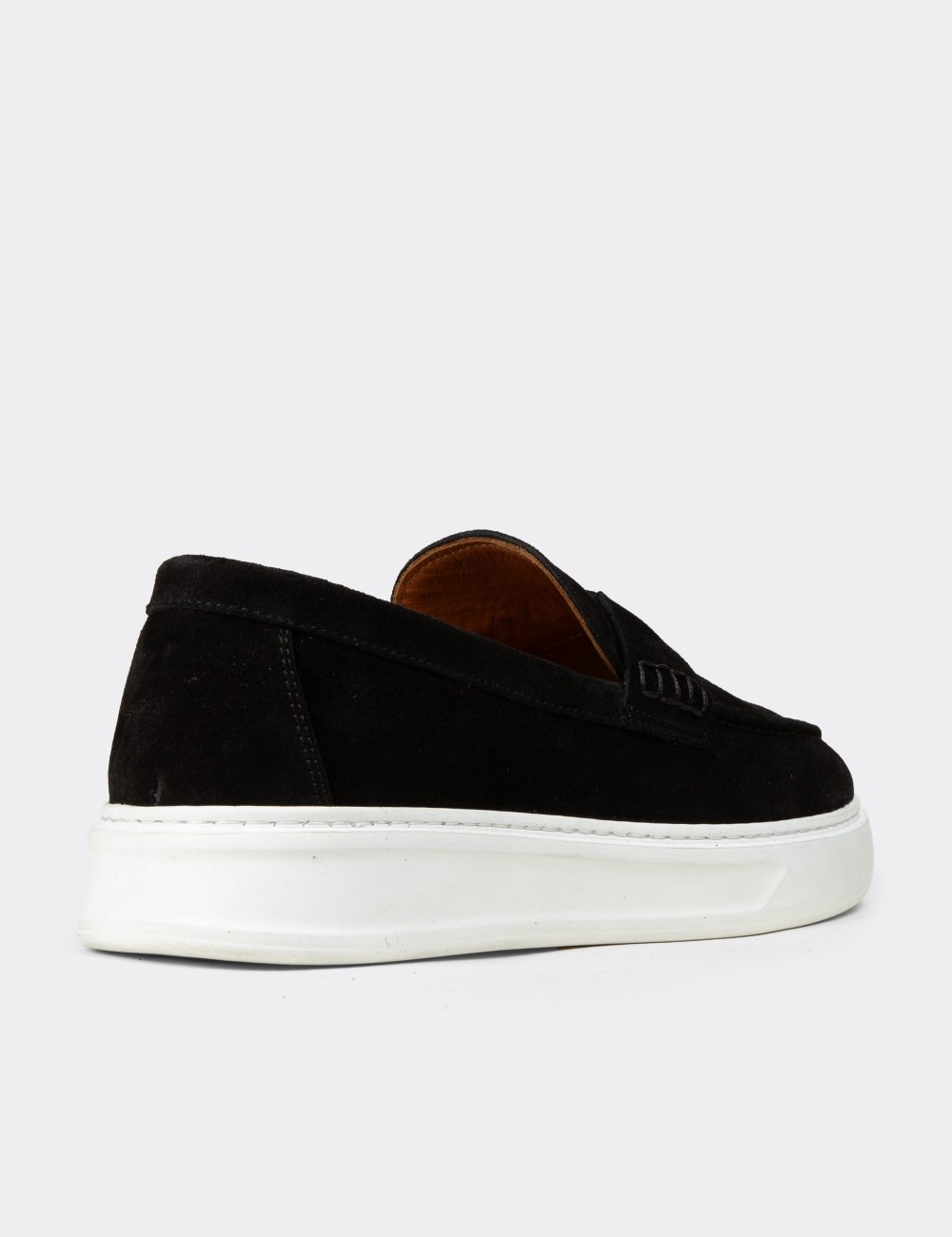 Erkek Hakiki Süet Siyah Loafer Ayakkabı - 02043MSYHP02