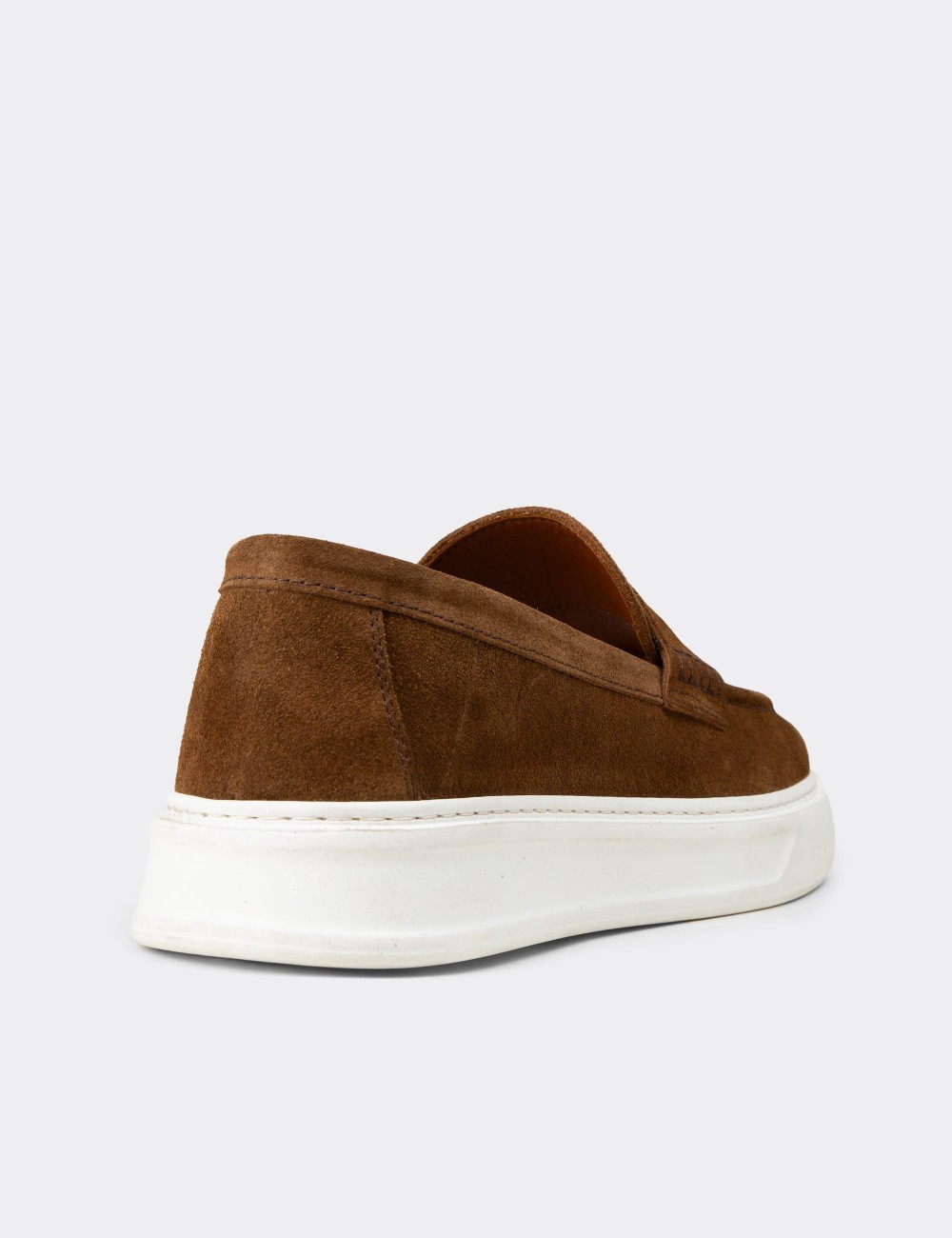 Erkek Hakiki Süet Taba Renk Loafer Ayakkabı - 02043MTBAP03