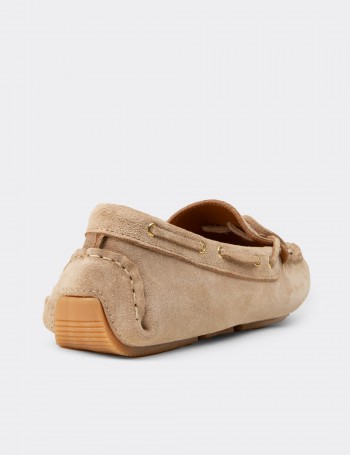 Kadın Hakiki Süet Bej Loafer Ayakkabı - DL505ZBEJC01