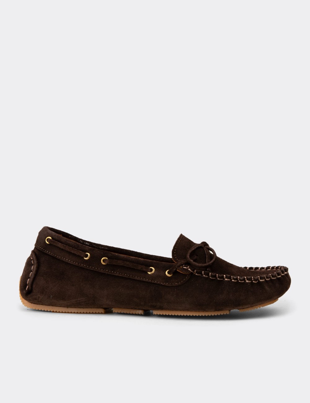 Kadın Hakiki Süet Kahverengi Loafer Ayakkabı - DL505ZKHVC01