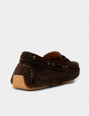 Kadın Hakiki Süet Kahverengi Loafer Ayakkabı - DL505ZKHVC01