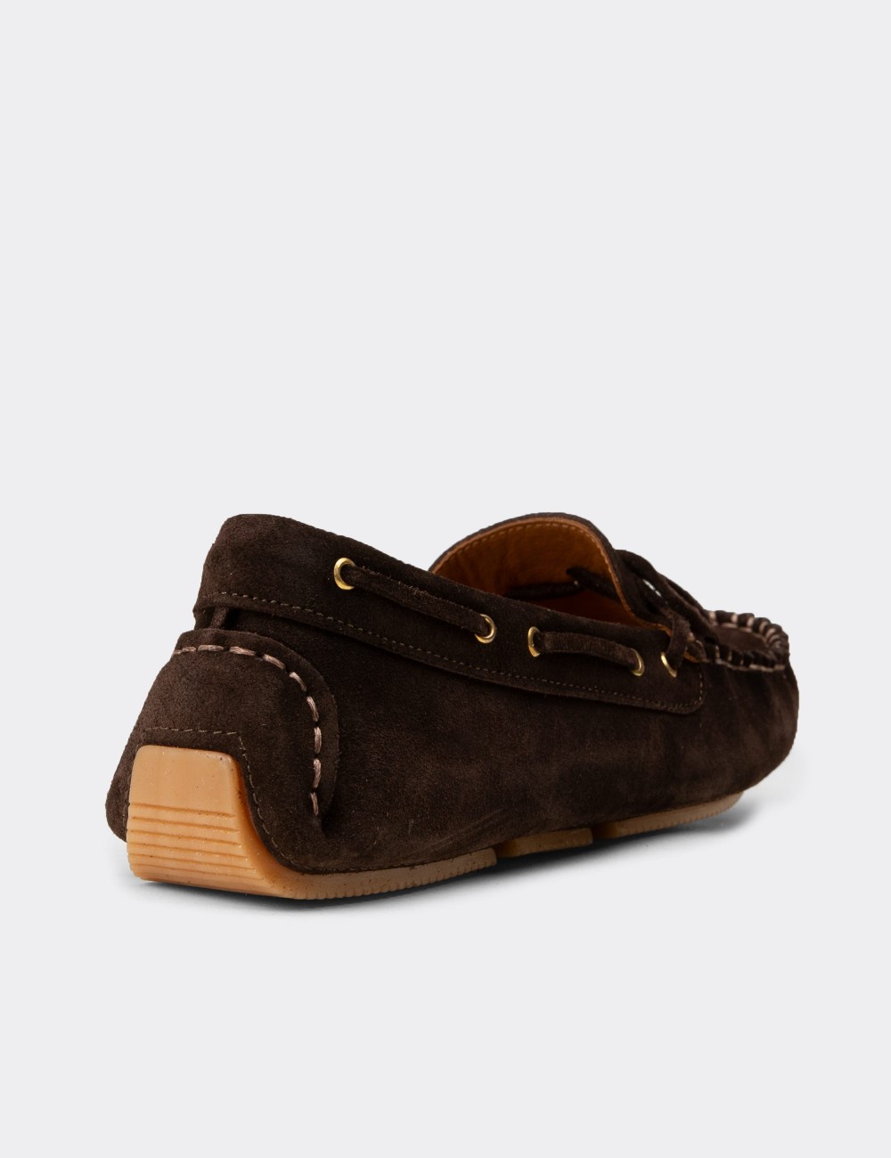 Kadın Hakiki Süet Kahverengi Loafer Ayakkabı - DL505ZKHVC01