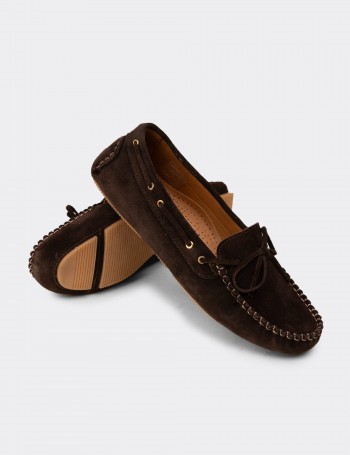 Kadın Hakiki Süet Kahverengi Loafer Ayakkabı - DL505ZKHVC01