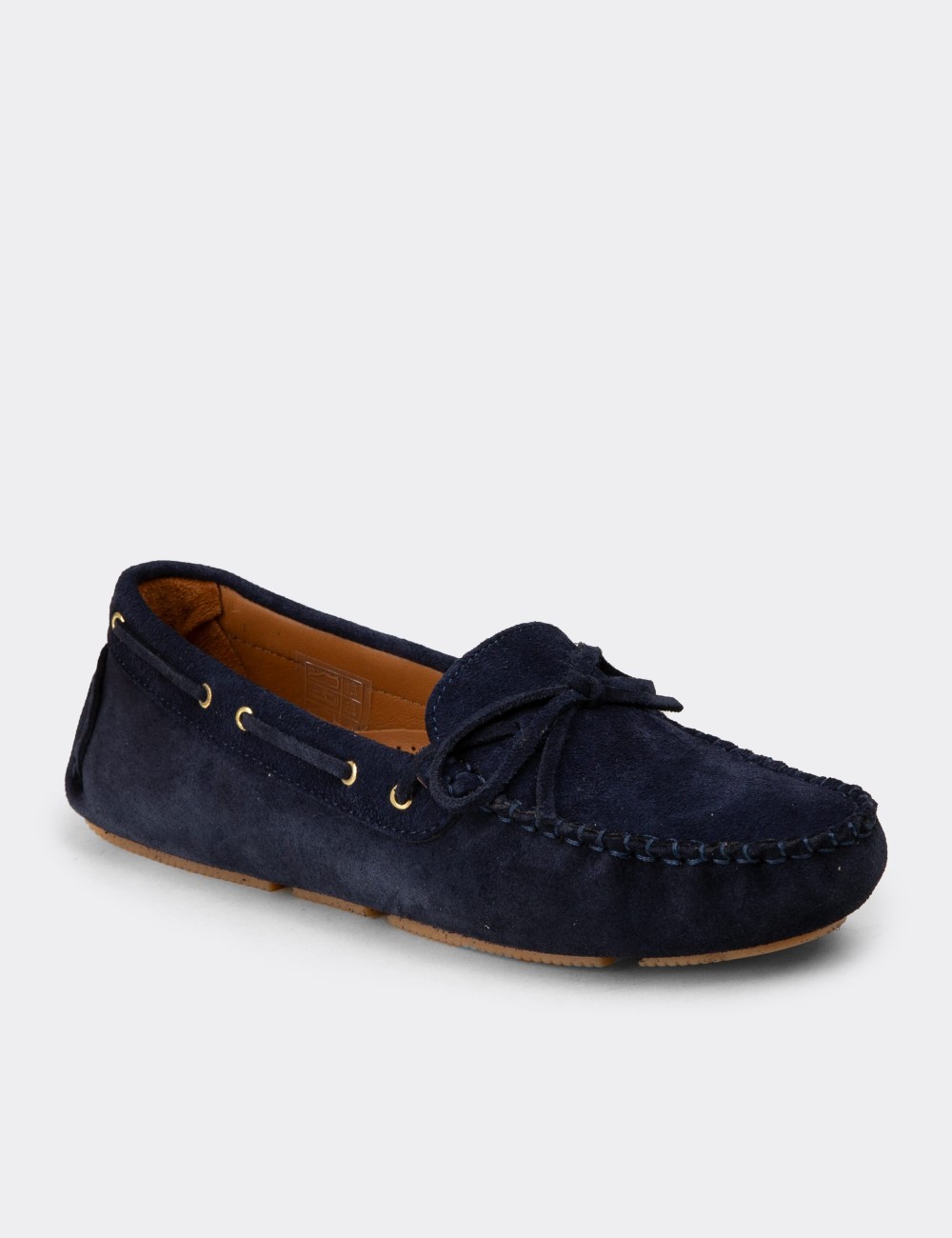 Kadın Hakiki Süet Lacivert Loafer Ayakkabı - DL505ZLCVC01