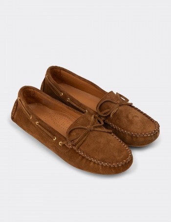 Kadın Hakiki Süet Taba Rengi Loafer Ayakkabı - DL505ZTBAC01