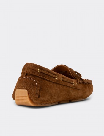 Kadın Hakiki Süet Taba Rengi Loafer Ayakkabı - DL505ZTBAC01