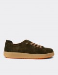 Kadın Hakiki Süet Haki Sneaker Ayakkabı