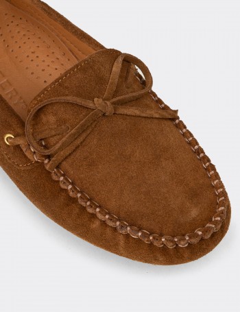 Kadın Hakiki Süet Taba Rengi Loafer Ayakkabı - DL505ZTBAC01