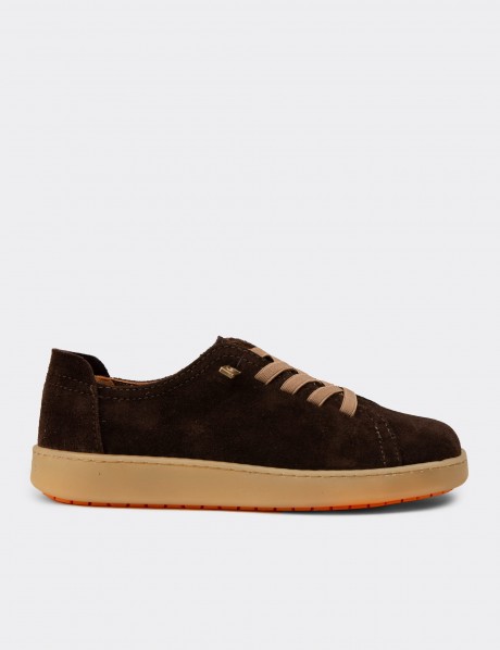 Kadın Hakiki Süet Kahverengi Sneaker Ayakkabı