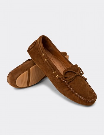 Kadın Hakiki Süet Taba Rengi Loafer Ayakkabı - DL505ZTBAC01