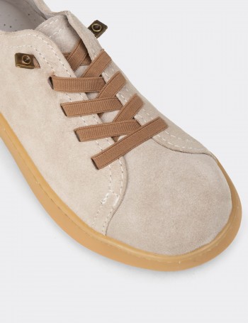 Kadın Hakiki Süet Bej Sneaker Ayakkabı - SE605ZBEJC01