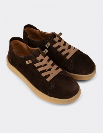 Kadın Hakiki Süet Kahverengi Sneaker Ayakkabı