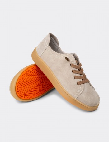 Kadın Hakiki Süet Bej Sneaker Ayakkabı - SE605ZBEJC01