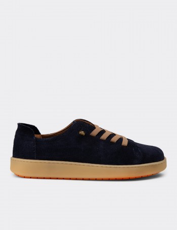Kadın Hakiki Süet Lacivert Sneaker Ayakkabı