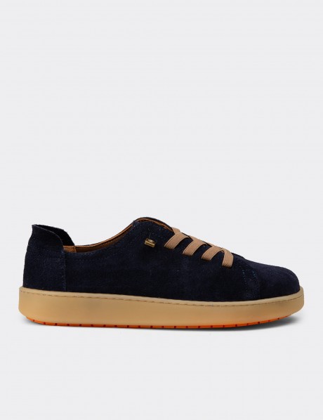 Kadın Hakiki Süet Lacivert Sneaker Ayakkabı