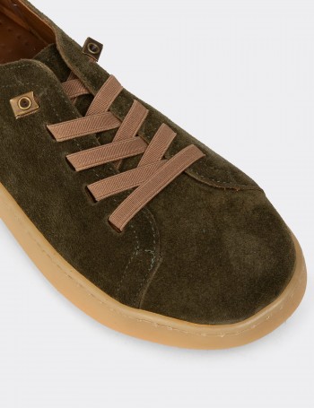 Kadın Hakiki Süet Haki Sneaker Ayakkabı - SE605ZHAKC01
