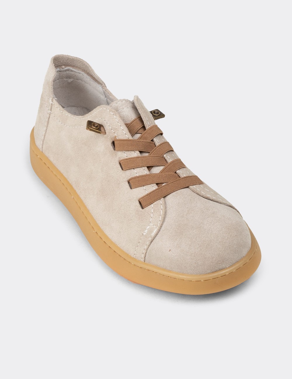 Kadın Hakiki Süet Bej Sneaker Ayakkabı - SE605ZBEJC01