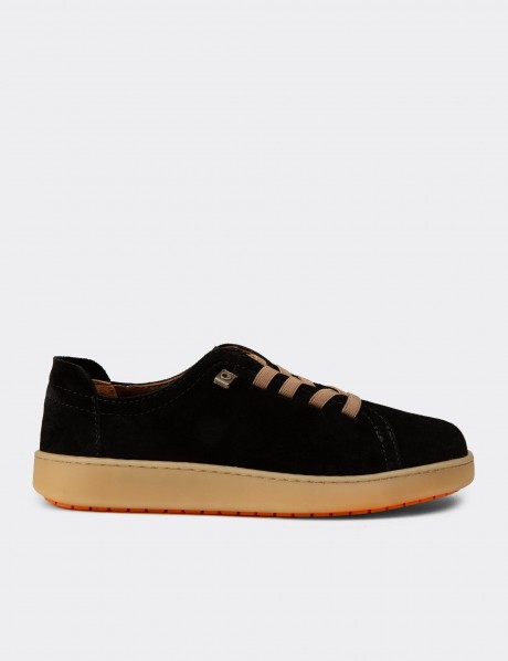 Kadın Hakiki Süet Siyah Sneaker Ayakkabı