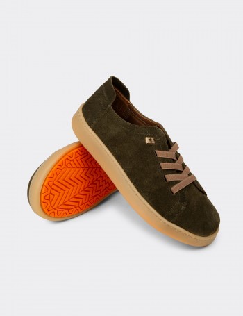 Kadın Hakiki Süet Haki Sneaker Ayakkabı - SE605ZHAKC01