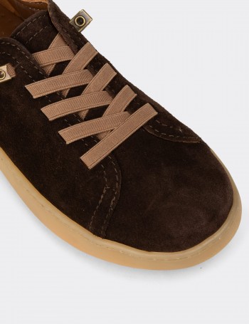 Kadın Hakiki Süet Kahverengi Sneaker Ayakkabı - SE605ZKHVC01