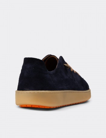 Kadın Hakiki Süet Lacivert Sneaker Ayakkabı - SE605ZLCVC02