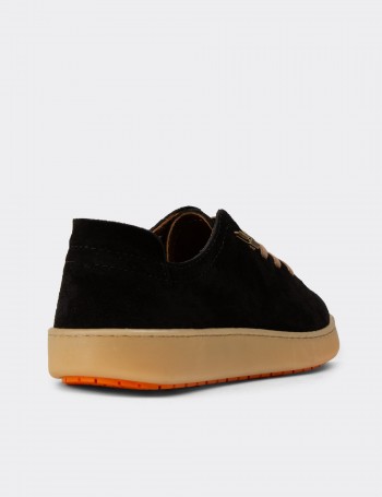 Kadın Hakiki Süet Siyah Sneaker Ayakkabı - SE605ZSYHC02