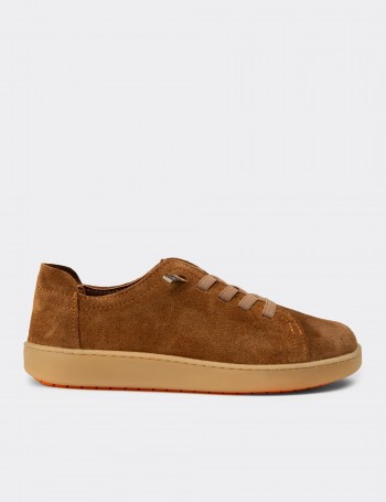 Kadın Hakiki Süet Taba Rengi Sneaker Ayakkabı