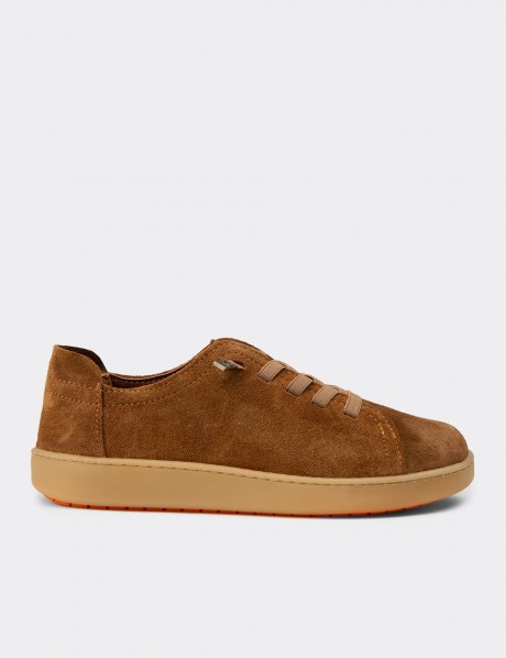 Kadın Hakiki Süet Taba Rengi Sneaker Ayakkabı