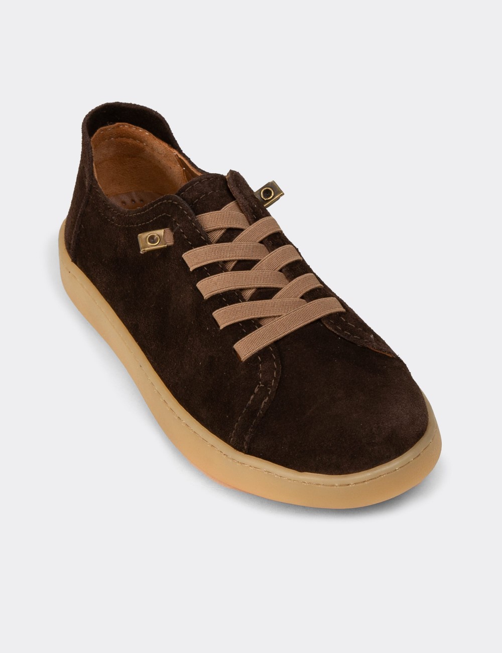 Kadın Hakiki Süet Kahverengi Sneaker Ayakkabı - SE605ZKHVC01
