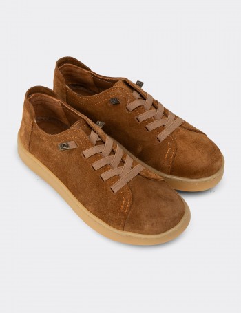Kadın Hakiki Süet Taba Rengi Sneaker Ayakkabı