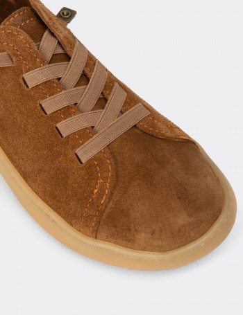 Kadın Hakiki Süet Taba Rengi Sneaker Ayakkabı - SE605ZTBAC02