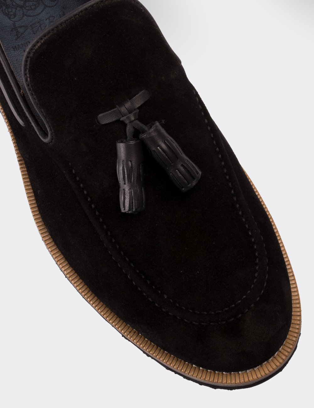 Hakiki Süet Siyah Loafer Erkek Ayakkabı - 01319MSYHE01