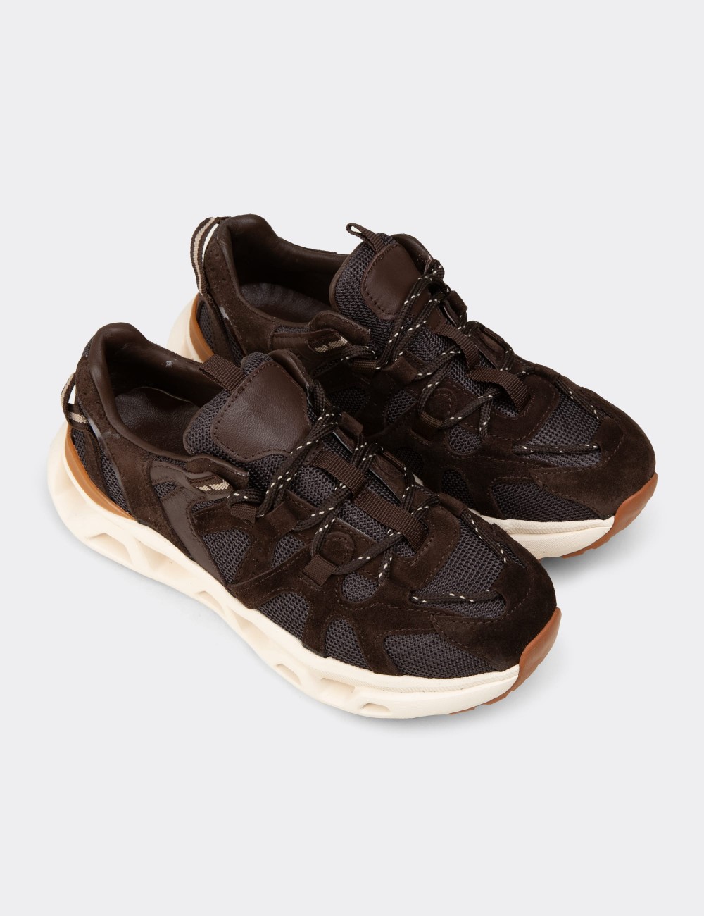 Kadın Hakiki Süet Kahverengi Sneaker Ayakkabı - M1128ZKHVC01