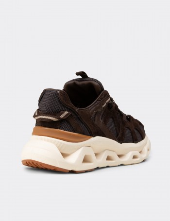 Kadın Hakiki Süet Kahverengi Sneaker Ayakkabı - M1128ZKHVC01