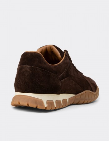 Kadın Hakiki Süet Kahverengi Sneaker Ayakkabı - M5102ZKHVC01