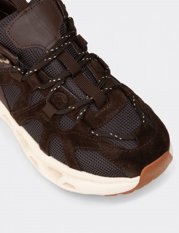 Kadın Hakiki Süet Kahverengi Sneaker Ayakkabı - M1128ZKHVC01