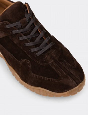 Kadın Hakiki Süet Kahverengi Sneaker Ayakkabı - M5102ZKHVC01