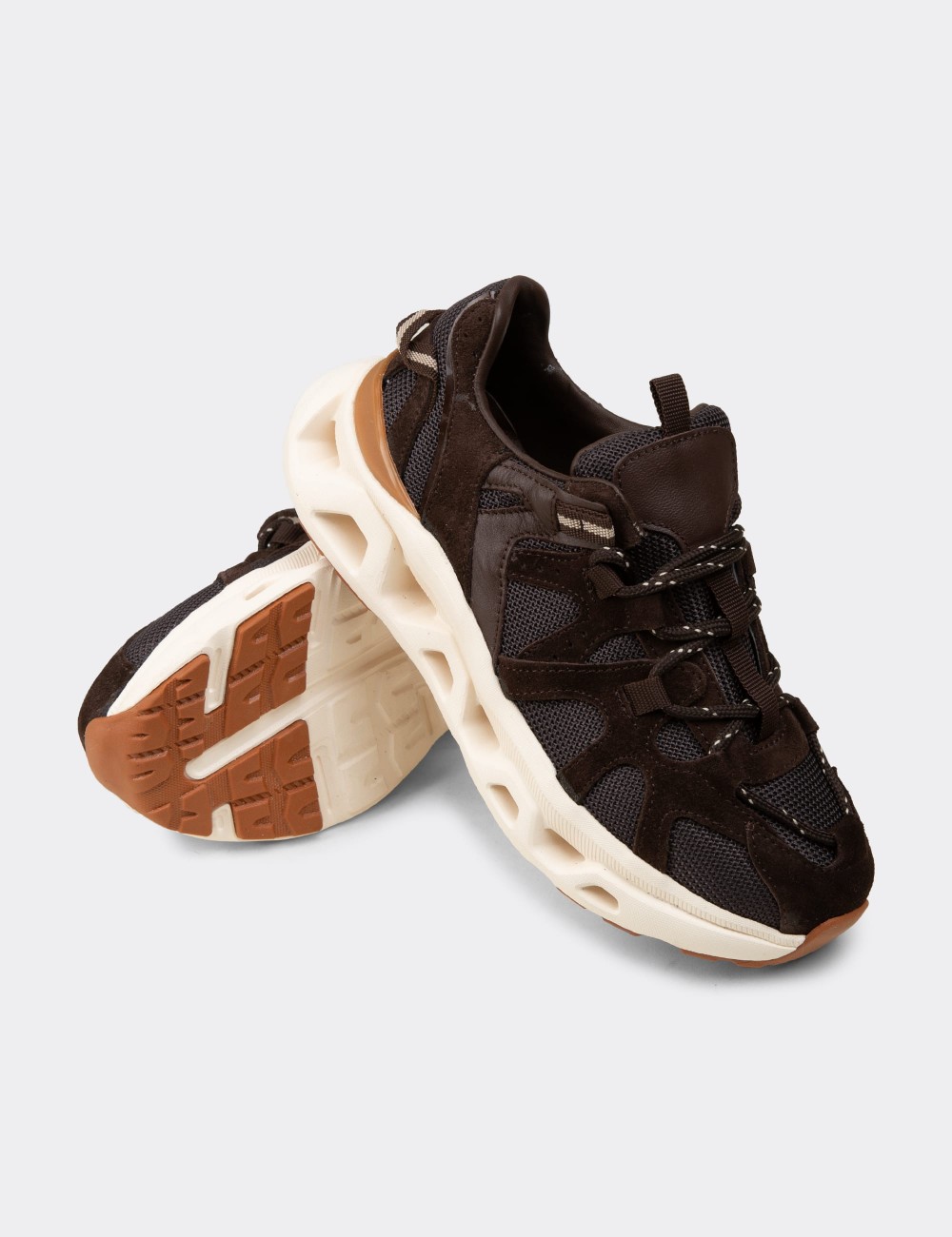 Kadın Hakiki Süet Kahverengi Sneaker Ayakkabı - M1128ZKHVC01