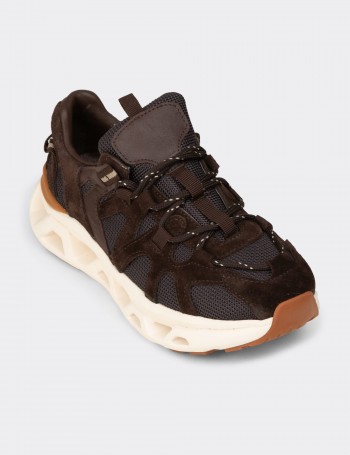 Kadın Hakiki Süet Kahverengi Sneaker Ayakkabı - M1128ZKHVC01