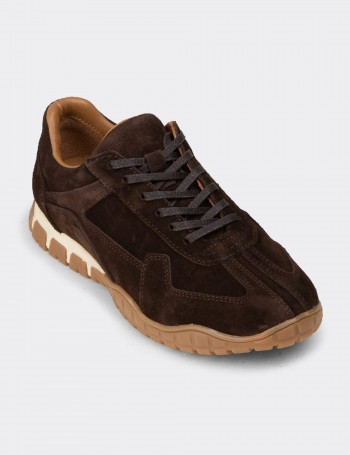 Kadın Hakiki Süet Kahverengi Sneaker Ayakkabı