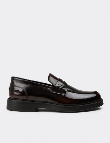 Erkek Bordo Hakiki Deri Loafer Ayakkabı