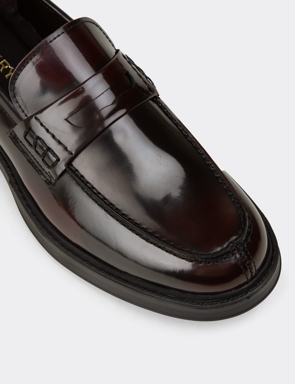Erkek Bordo Hakiki Deri Loafer Ayakkabı - 02021MBRDC03