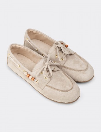 Kadın Bej Bağcıklı Loafer Ayakkabı - K2903ZBEJM01
