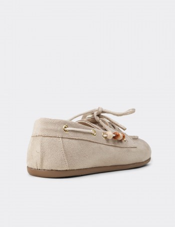 Kadın Bej Bağcıklı Loafer Ayakkabı - K2903ZBEJM01