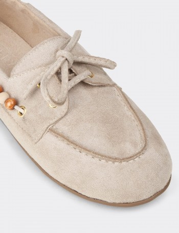 Kadın Bej Bağcıklı Loafer Ayakkabı - K2903ZBEJM01