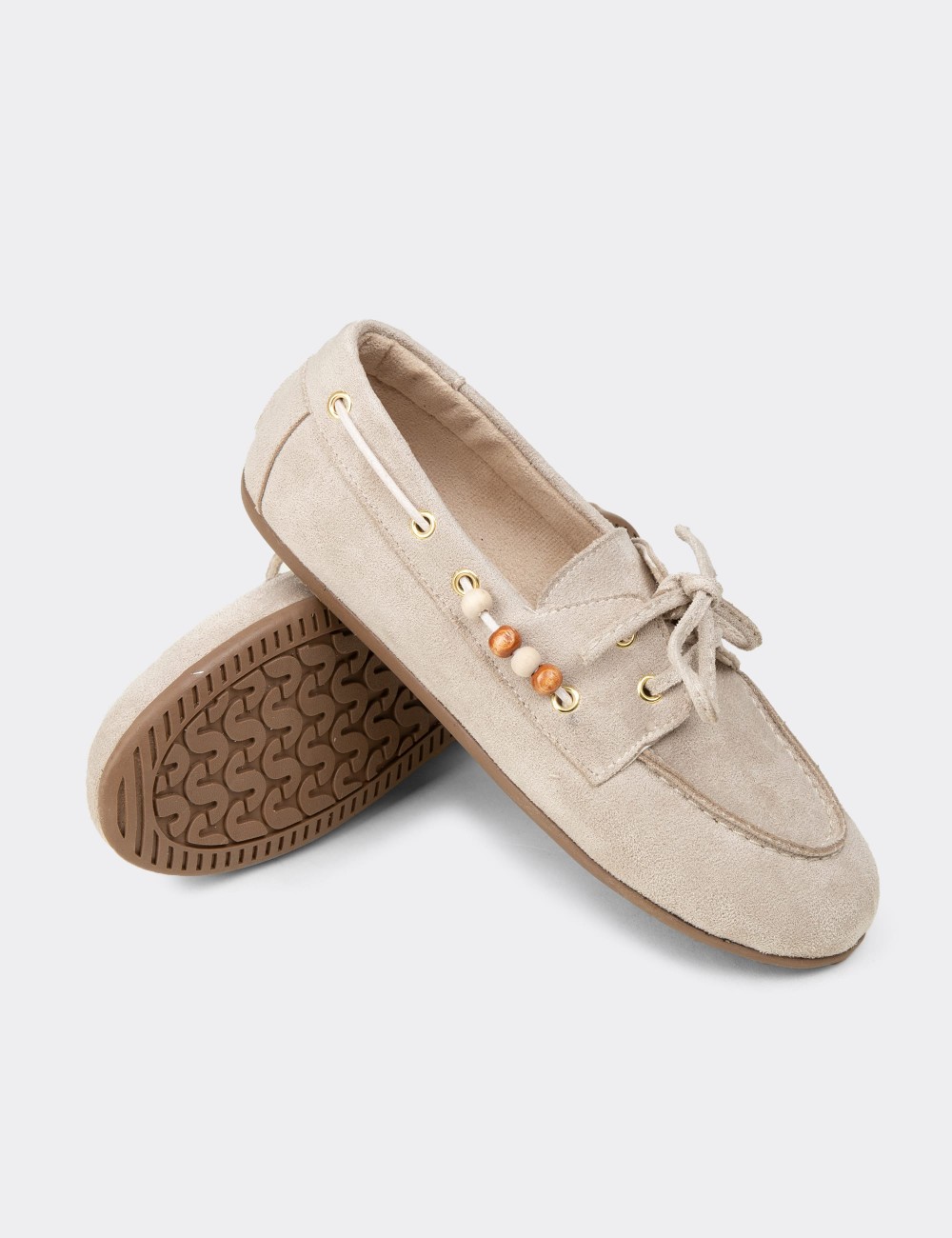 Kadın Bej Bağcıklı Loafer Ayakkabı - K2903ZBEJM01