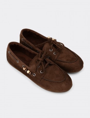 Kadın Kahverengi Bağcıklı Loafer Ayakkabı